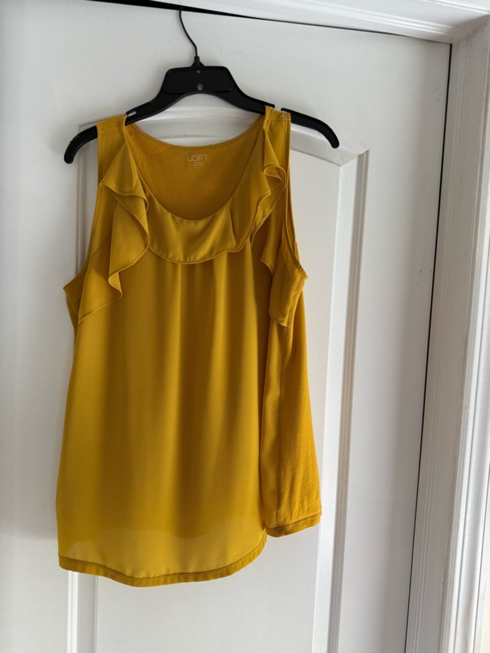 LOFT Ruffle Neck Sleeveless Camisole in Mustard
